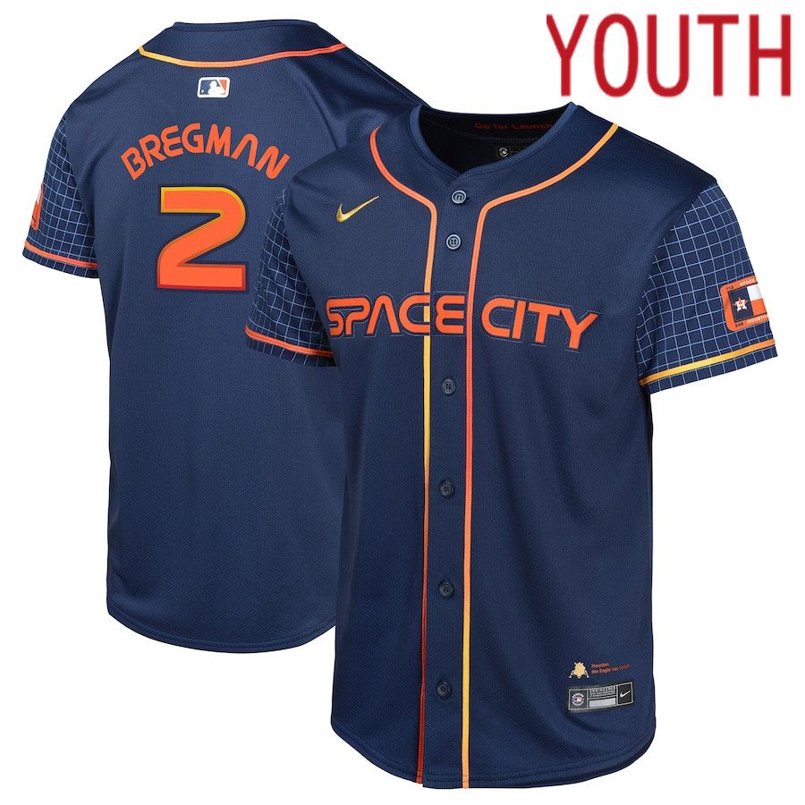 Youth Houston Astros #2 Alex Bregman Nike Navy City Connect Limited Player MLB Jersey